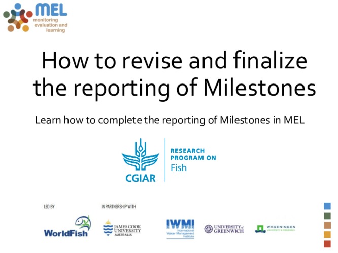 Illustrated guideline on how to finalize the reporting of Milestones via the Monitoring, Evaluation and Learning (MEL) platform