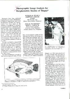 Photographic image analysis for morphometric studies of tilapia Photographic image analysis for morphometric studies of tilapia