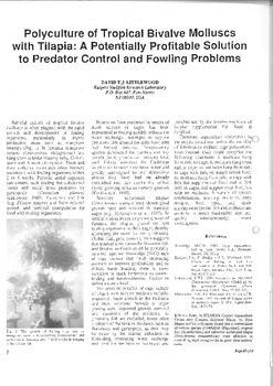 Polyculture of tropical bivalve mulluscs with tilapia: a potentially profitable solution to predator control and fouling problems Polyculture of tropical bivalve mulluscs with tilapia: a potentially profitable solution to predator control and fouling problems