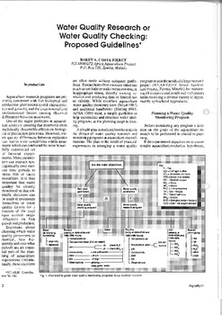 Water quality research or water quality checking: proposed guidelines Water quality research or water quality checking: proposed guidelines