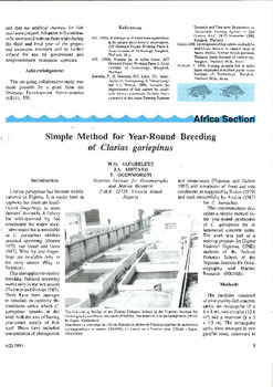 Simple method for year-round breeding of Clarias gariepinus Simple method for year-round breeding of Clarias gariepinus