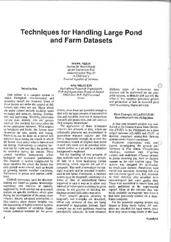 Techniques for handling large pond and farm datasets Techniques for handling large pond and farm datasets