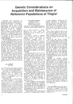 Genetic considerations on acquisition and maintenance of reference populations of tilapia Genetic considerations on acquisition and maintenance of reference populations of tilapia