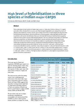 High level of hybridisation in three species of Indian major carps