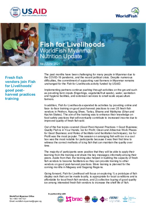 Fish for Livelihoods Nutrition Update - June
