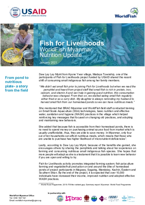 Fish for Livelihoods Nutrition Update - January