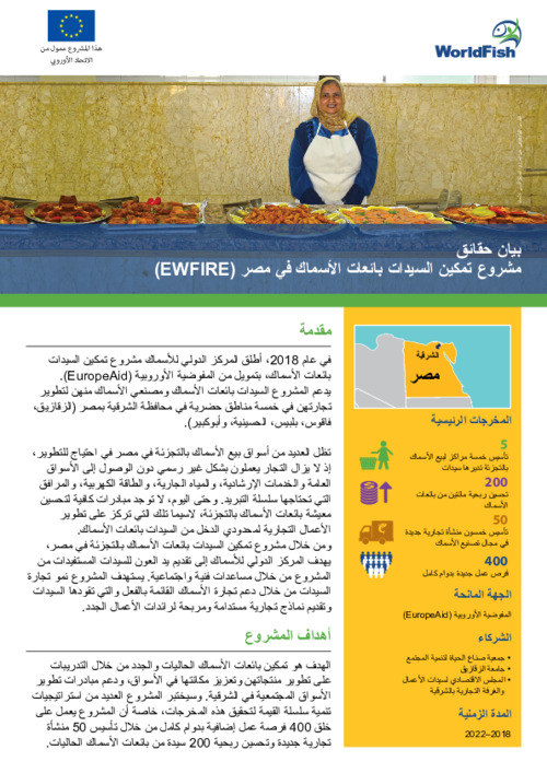 Empowering Women Fish Retailers in Egypt (EWFIRE) Project (Arabic) Empowering Women Fish Retailers in Egypt (EWFIRE) Project (Arabic)