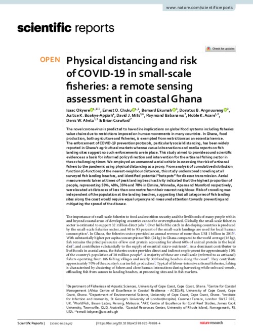 Physical distancing and risk of COVID-19 in small-scale fisheries: A remote sensing assessment in coastal Ghana Physical distancing and risk of COVID-19 in small-scale fisheries: A remote sensing assessment in coastal Ghana