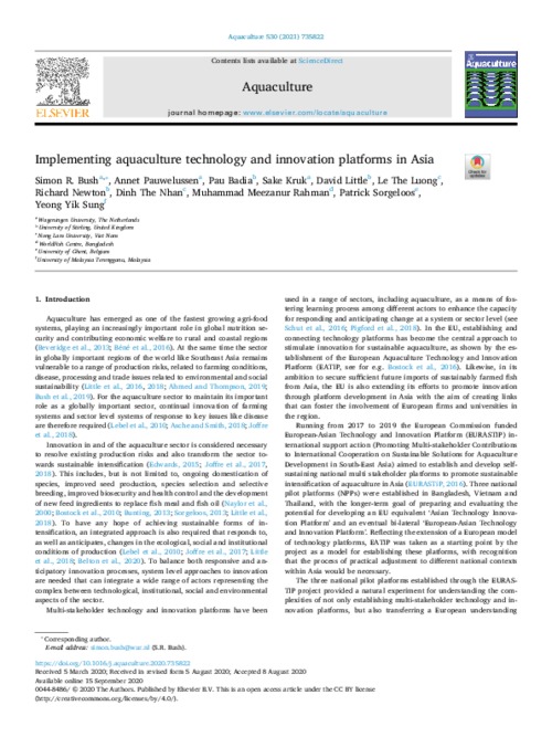 Implementing aquaculture technology and innovation platforms in Asia