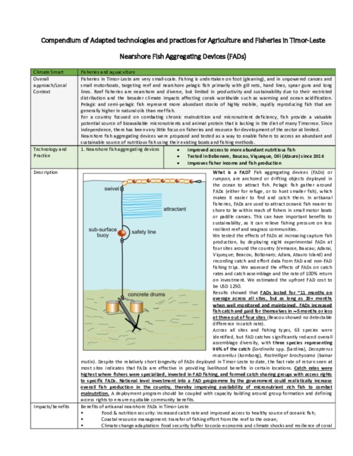 Adapted technologies and Practices for Agriculture and Fisheries in Timor-Leste: Nearshore Fish Aggregating Devices