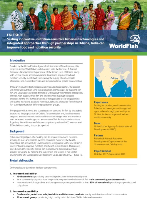 Scaling innovative, nutrition-sensitive fisheries technologies and integrated approaches through partnerships in Odisha, India can improve food and nutrition security