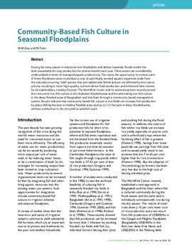 Community-Based Fish Culture in Seasonal Floodplains Community-Based Fish Culture in Seasonal Floodplains