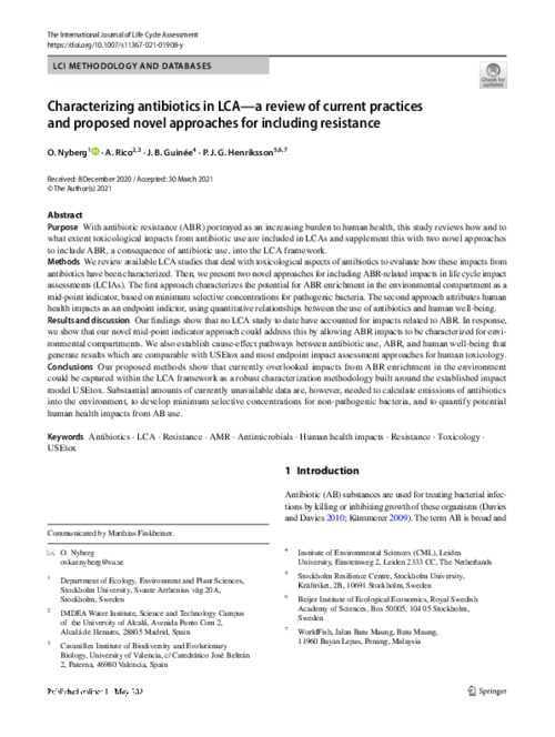 Characterizing antibiotics in LCA—a review of current practices and proposed novel approaches for including resistance