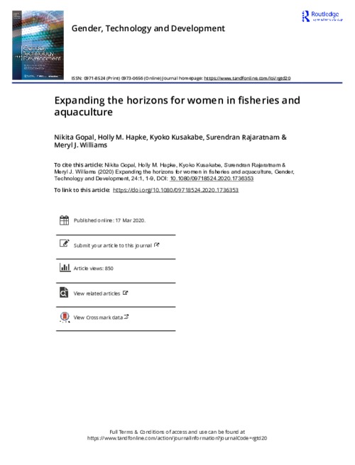 Expanding the horizons for women in fisheries and aquaculture
