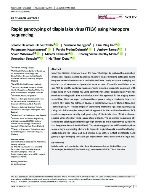 Rapid genotyping of tilapia lake virus (TiLV) using Nanopore sequencing