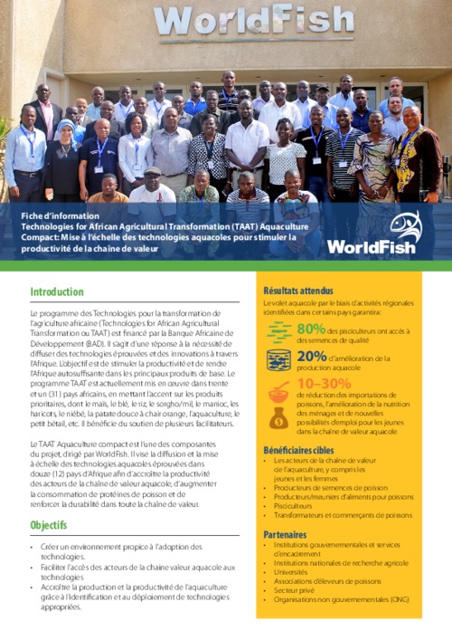 Technologies for African Agricultural Transformation (TAAT) Aquaculture Compact [French version]