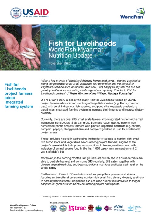 Fish for Livelihoods Nutrition Update - November