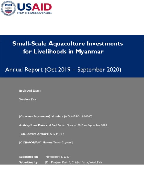 USAID_Fish for Livelihoods. Annual Report October 2019 - September 2020