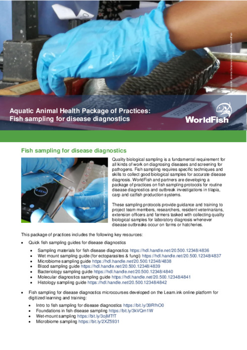 Aquatic Animal Health Package of Practices: Fish sampling for disease diagnostics