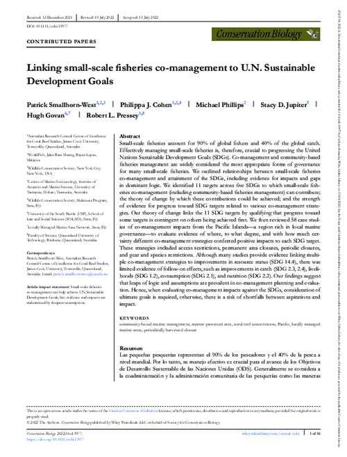 Linking small-scale fisheries co-management to U.N. Sustainable Development Goals Linking small-scale fisheries co-management to U.N. Sustainable Development Goals