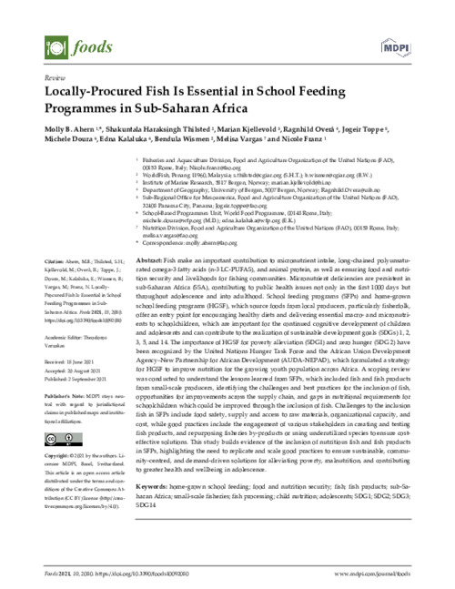 Locally-procured Fish is Essential in School Feeding Programmes in Sub-Saharan Africa