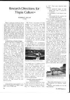Research directions for tilapia culture