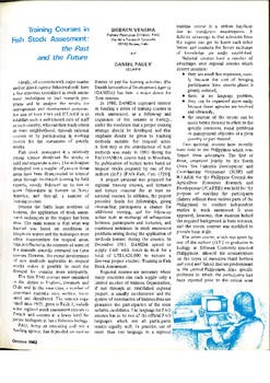 Training courses in fish stock assessment: the past and the future Training courses in fish stock assessment: the past and the future