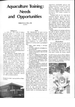 Aquaculture training: needs and opportunities
