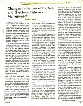 Changes in the law of the sea and effects on fisheries management