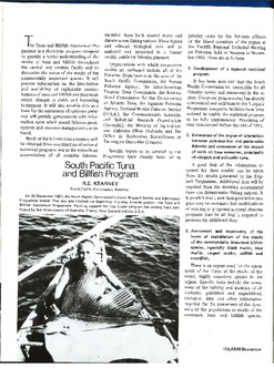 South Pacific tuna and billfish program