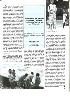 A summary of "An overview on reservoir fisheries in tropical Asia" by S.-Y. Yap and J.I. Furtado