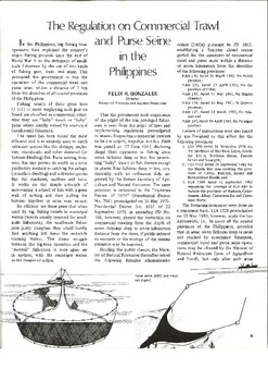 The regulation on commercial trawl and purse seine in the Philippines