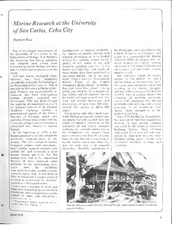 Marine research at the University of San Carlos, Cebu City
