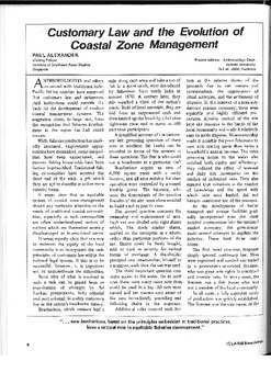Customary law and the evolution of coastal zone management