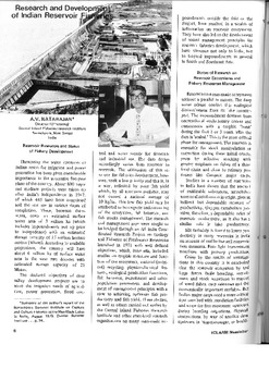 Research and development of Indian reservoir fisheries