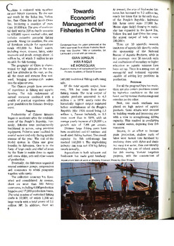 Towards economic management of fisheries in China