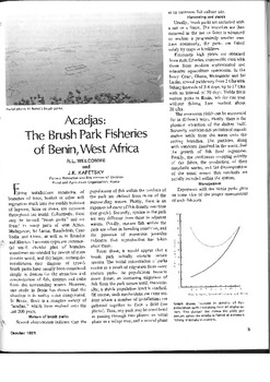 Acadjas: the brush park fisheries of Benin, West Africa