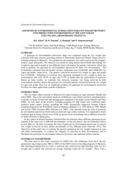 Genotype by environmental interaction for live weight between two production environments in the GIFT strain (Nile tilapia, Oreochromis niloticus)