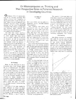 On microcomputers vs. thinking and their respective roles in fisheries research in developing countries