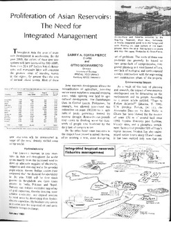 Proliferation of Asian reservoirs: the need for integrated management