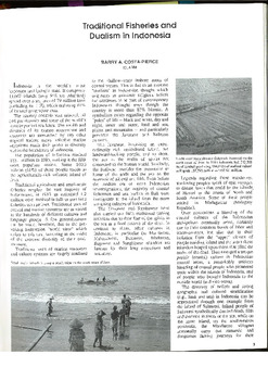 Traditional fisheries and dualism in Indonesia Traditional fisheries and dualism in Indonesia