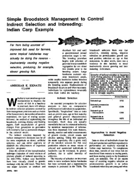 Simple broodstock management to control indirect selection and inbreeding: Indian carp example Simple broodstock management to control indirect selection and inbreeding: Indian carp example