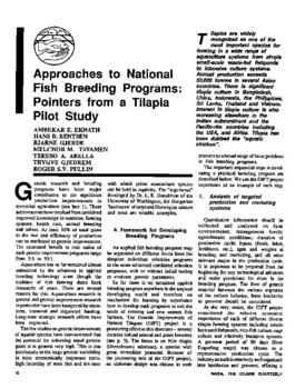 Approaches to national fish breeding programs: pointers from a tilapia pilot study Approaches to national fish breeding programs: pointers from a tilapia pilot study