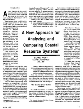 A new approach for analyzing and comparing coastal resource systems A new approach for analyzing and comparing coastal resource systems