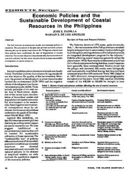 Economic policies and the sustainable development of coastal resources in the Philippines