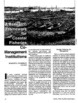 A research framework for coastal fisheries co-management institutions