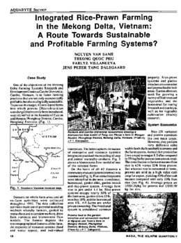 Integrated rice-prawn farming in the Mekong Delta, Vietnam: a route towards sustainable and profitable farming systems? Integrated rice-prawn farming in the Mekong Delta, Vietnam: a route towards sustainable and profitable farming systems?