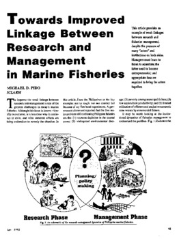 Towards improved linkage between research and management in marine fisheries Towards improved linkage between research and management in marine fisheries