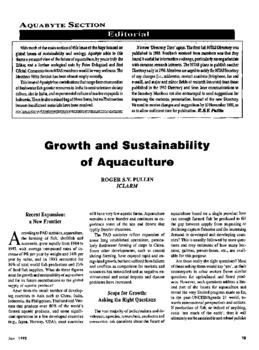 Growth and sustainability of aquaculture Growth and sustainability of aquaculture