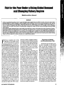 Fish for the poor under a rising global demand and changing fishery regime Fish for the poor under a rising global demand and changing fishery regime